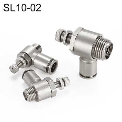 SL10-02 Raccord pneumatique fileté mâle en cuivre nickelé avec vanne d'accélérateur