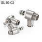 SL10-02 Raccord pneumatique fileté mâle en cuivre nickelé avec vanne d'accélérateur