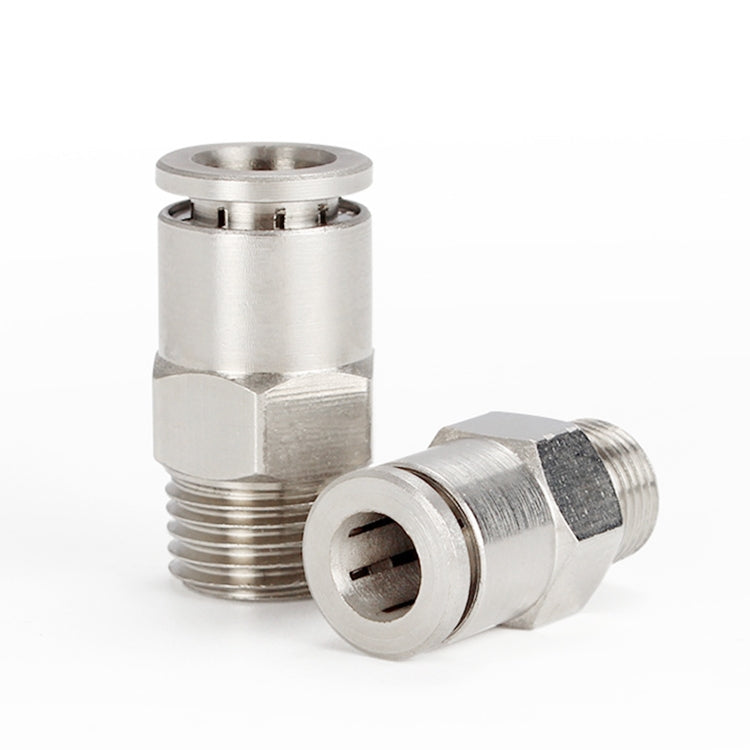 PC6-03 LAIZE Raccord rapide pneumatique droit mâle en cuivre nickelé