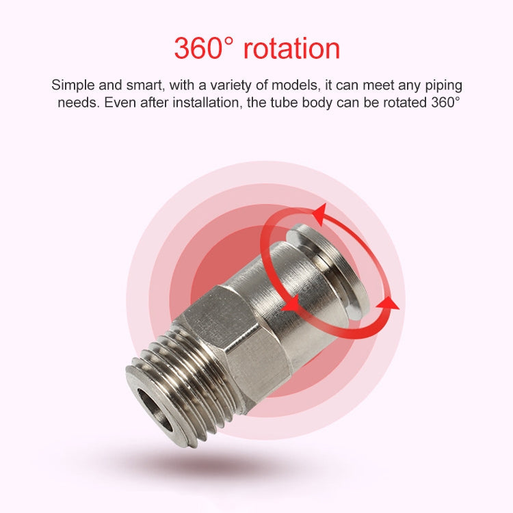 PC8-02 LAIZE Nickel Plated Copper Male Thread Straight Pneumatic Quick Connector