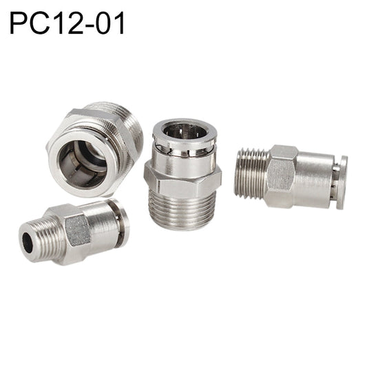 PC12-01 LAIZE Nickel Plated Copper Male Thread Straight Pneumatic Quick Connector