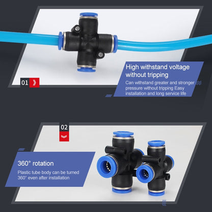 PZA-12 LAIZE 10pcs Plastic PZA Four-way Pneumatic Quick Fitting Connector