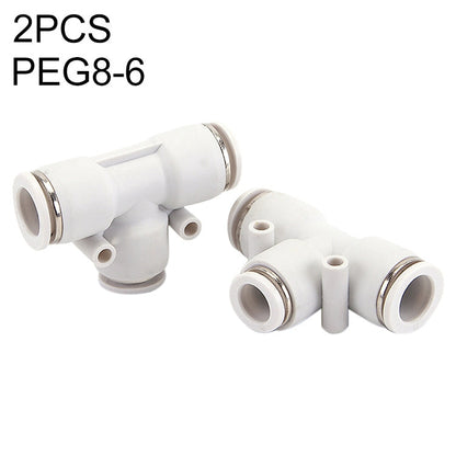 PEG8-6 LAIZE 2pcs Raccord rapide pneumatique réducteur en T type PW