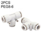 PEG8-6 LAIZE 2pcs Raccord rapide pneumatique réducteur en T type PW