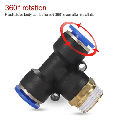 PB6-02 LAIZE 10pcs Plastic T-type Tee Male Thread Pneumatic Quick Connector