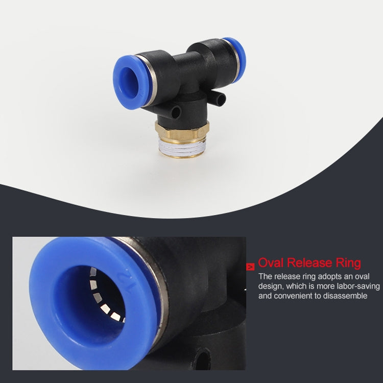 PB6-02 LAIZE 10pcs Plastic T-type Tee Male Thread Pneumatic Quick Connector