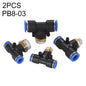 PB8-03 LAIZE 2pcs Plastic T-type Tee Male Thread Pneumatic Quick Connector
