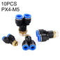 PX4-M5 LAIZE 10pcs Plastic Y-type Tee Male Thread Pneumatic Quick Connector
