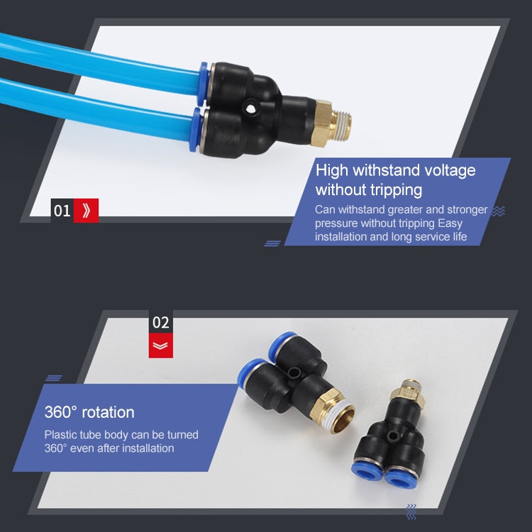 PX6-M5 LAIZE 10pcs Plastic Y-type Tee Male Thread Pneumatic Quick Connector