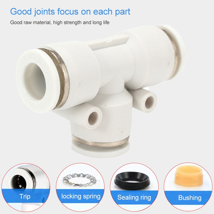 PE-6 LAIZE 10pcs PE T-type Tee Pneumatic Quick Fitting Connector