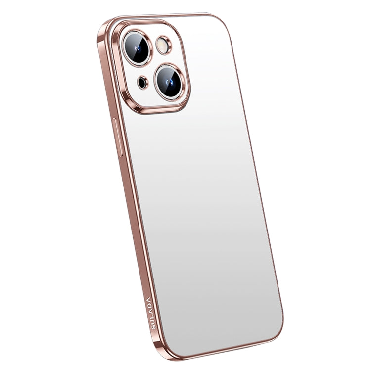 Pour iPhone 14 SULADA Coque de Téléphone en TPU Givré Électroplaqué Tout Compris (Rose)