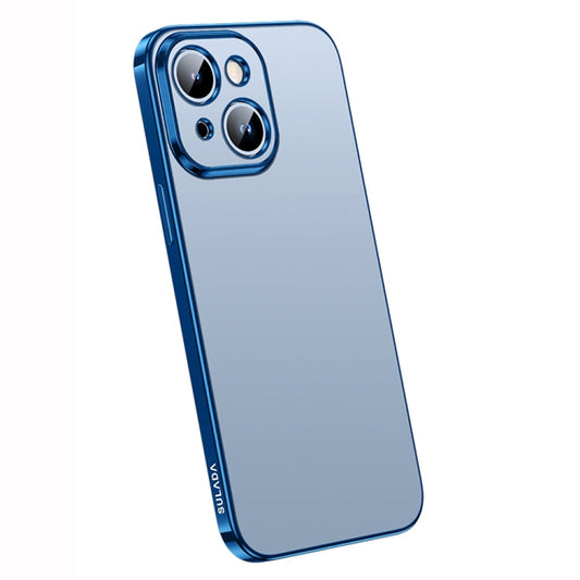 Pour iPhone 14 Plus SULADA Coque de téléphone en TPU dépoli galvanisé tout compris (Bleu)