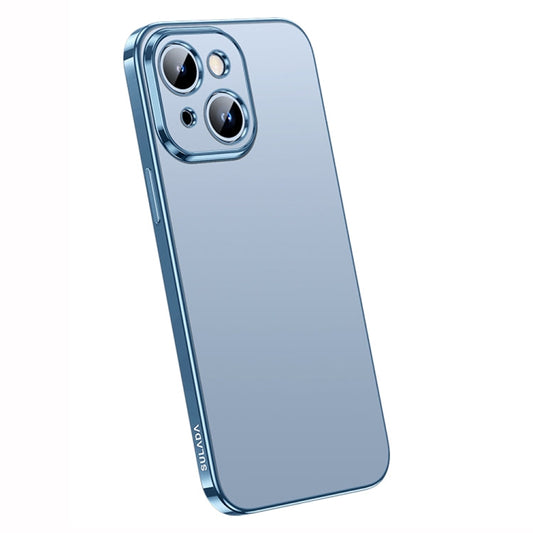 Pour iPhone 14 Plus Étui de téléphone en TPU tout compris givré SULADA galvanisé (Bleu Sierra)