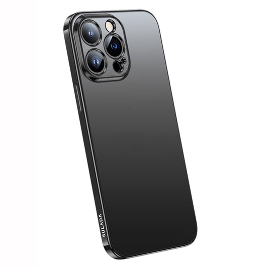 Pour iPhone 14 Pro Max, coque de téléphone en TPU givré et galvanisé SULADA (Noir)