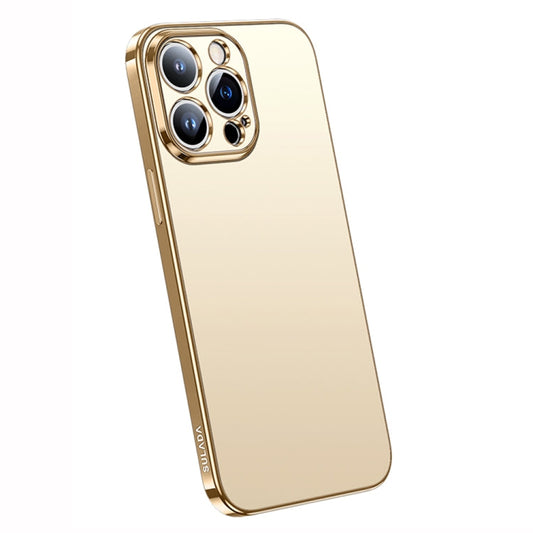 Pour iPhone 14 Pro Max SULADA Coque de Téléphone en TPU Givré Électroplaqué Tout Compris (Or)