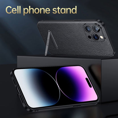For iPhone 14 SULADA Famous Artisan Series Litchi Leather PC + TPU Phone Case(Black)