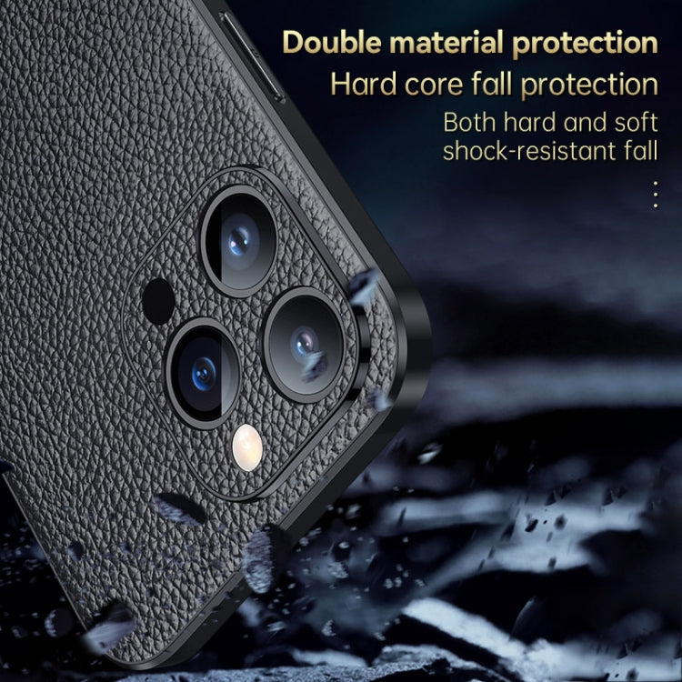 For iPhone 14 SULADA Famous Artisan Series Litchi Leather PC + TPU Phone Case(Black)
