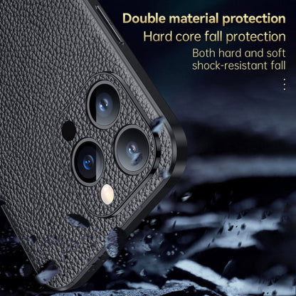 For iPhone 14 SULADA Famous Artisan Series Litchi Leather PC + TPU Phone Case(Black)