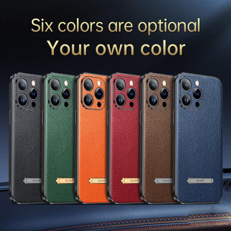 For iPhone 14 SULADA Famous Artisan Series Litchi Leather PC + TPU Phone Case(Black)