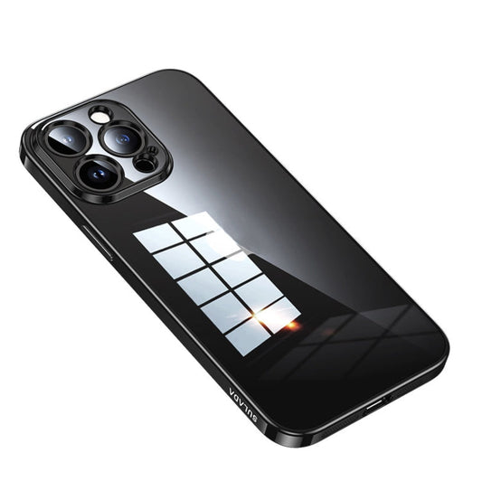 Pour iPhone 14 Pro Max, coque de protection en TPU transparente SULADA Shine Through Series (noire)