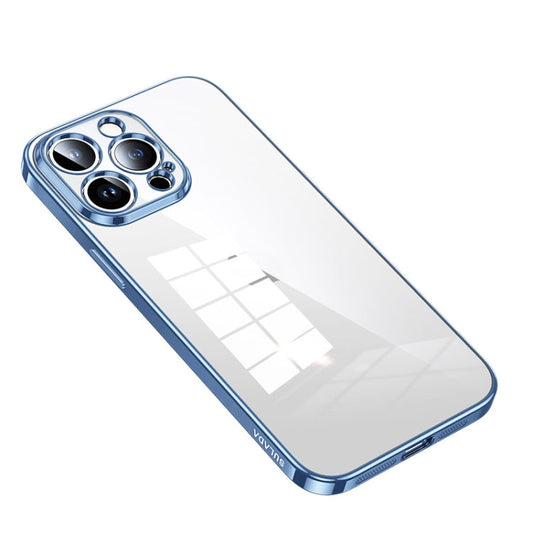 Pour iPhone 14 Pro Max SULADA Shine Through Series Coque de protection transparente en TPU plaqué (Bleu Sierra)