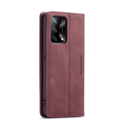Étui de téléphone en cuir à rabat horizontal multifonctionnel CaseMe 013 pour OPPO F19/F19S/A74 4G/A95 4G/Reno6 Lite 4G Global (rouge bordeaux)