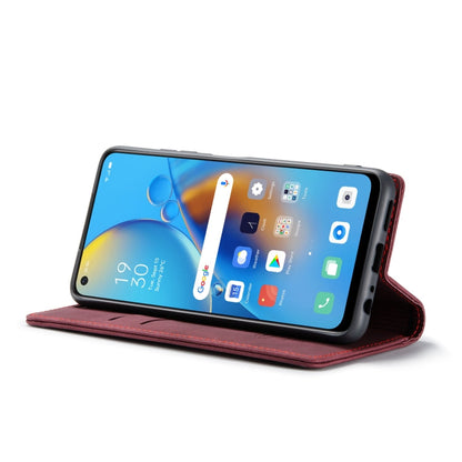 Étui de téléphone en cuir à rabat horizontal multifonctionnel CaseMe 013 pour OPPO F19/F19S/A74 4G/A95 4G/Reno6 Lite 4G Global (rouge bordeaux)