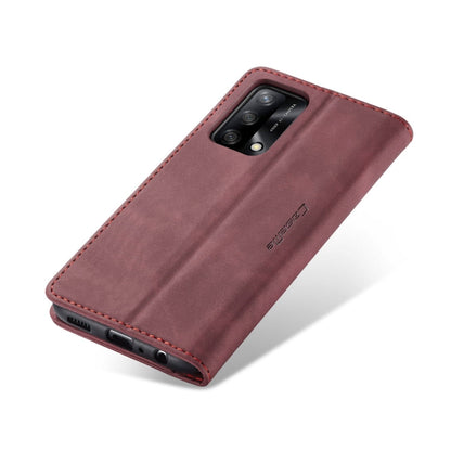 Étui de téléphone en cuir à rabat horizontal multifonctionnel CaseMe 013 pour OPPO F19/F19S/A74 4G/A95 4G/Reno6 Lite 4G Global (rouge bordeaux)