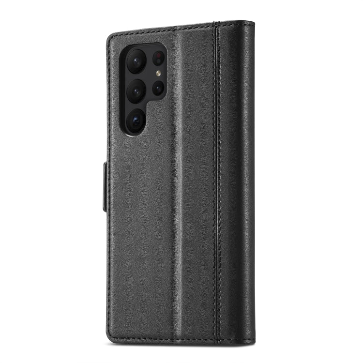 For Samsung Galaxy S23 Ultra 5G LC.IMEEKE PU + TPU Skin-friendly Feeling Leather Phone Case(Black)