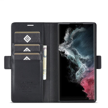 For Samsung Galaxy S23 Ultra 5G LC.IMEEKE PU + TPU Skin-friendly Feeling Leather Phone Case(Black)