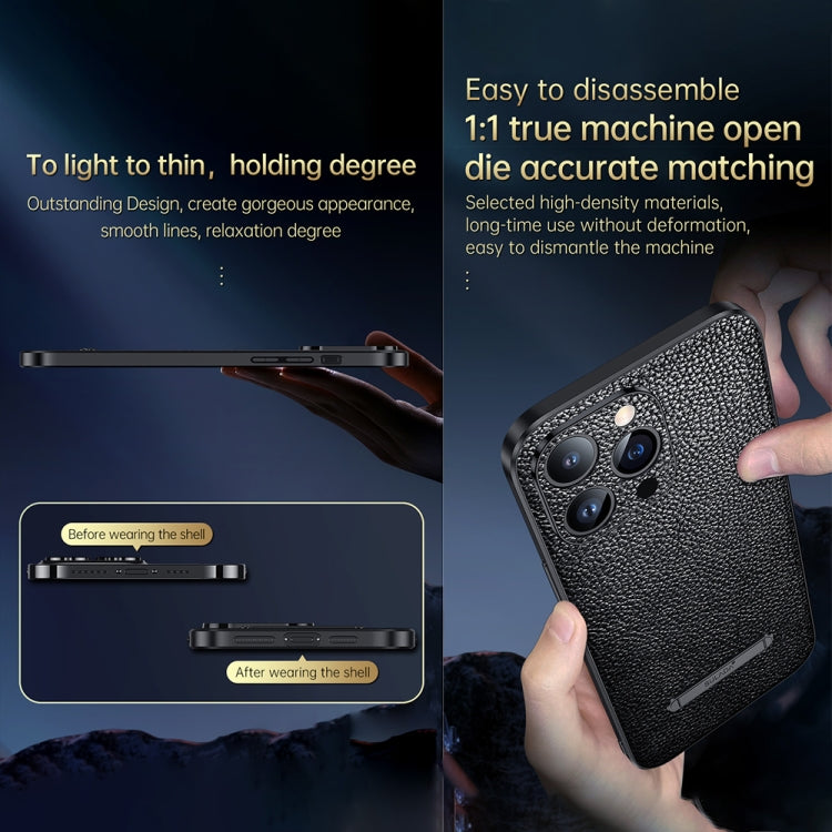 For iPhone 13 SULADA Invisible Bracket Leather Back Cover Phone Case(Blue)