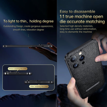 For iPhone 13 SULADA Invisible Bracket Leather Back Cover Phone Case(Blue)