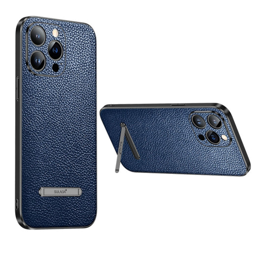 Pour iPhone 13 Pro Max SULADA Étui de téléphone en cuir avec support invisible (Bleu)