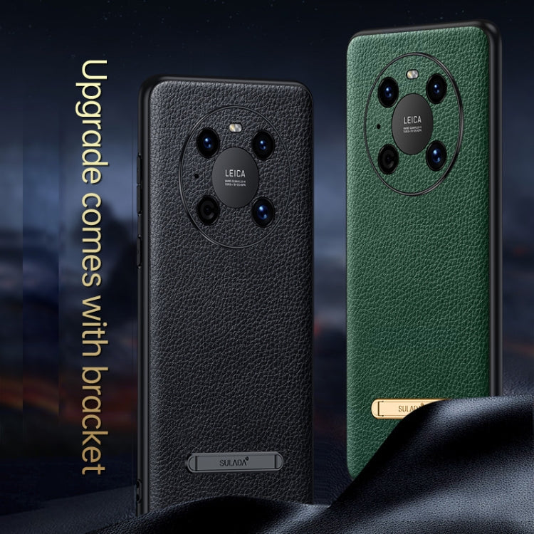 For Huawei Mate 40 Pro SULADA Invisible Bracket Leather Back Cover Phone Case(Orange)