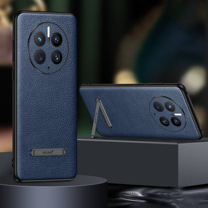 For Huawei Mate 50 Pro SULADA Invisible Bracket Leather Back Cover Phone Case(Blue)