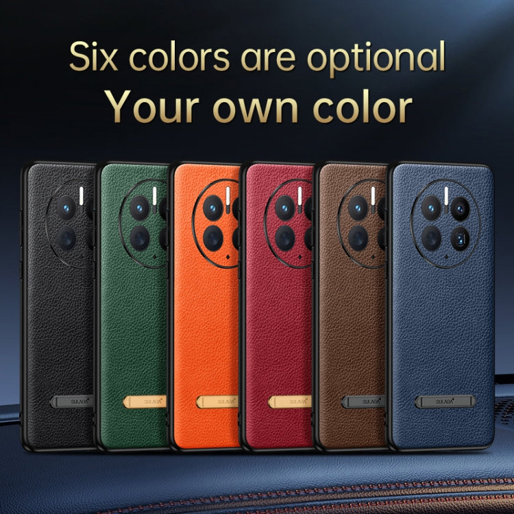 For Huawei Mate 50 Pro SULADA Invisible Bracket Leather Back Cover Phone Case(Red)