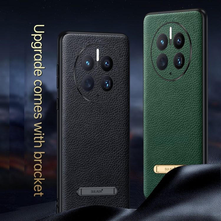 For Huawei Mate 50 Pro SULADA Invisible Bracket Leather Back Cover Phone Case(Orange)
