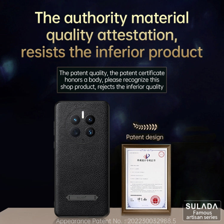 For Huawei Mate 50 Pro SULADA Invisible Bracket Leather Back Cover Phone Case(Blue)