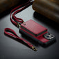 For iPhone 14 Pro JEEHOOD C22 Series Zipper Wallet Phone Case with Long and Short Lanyard(Red)