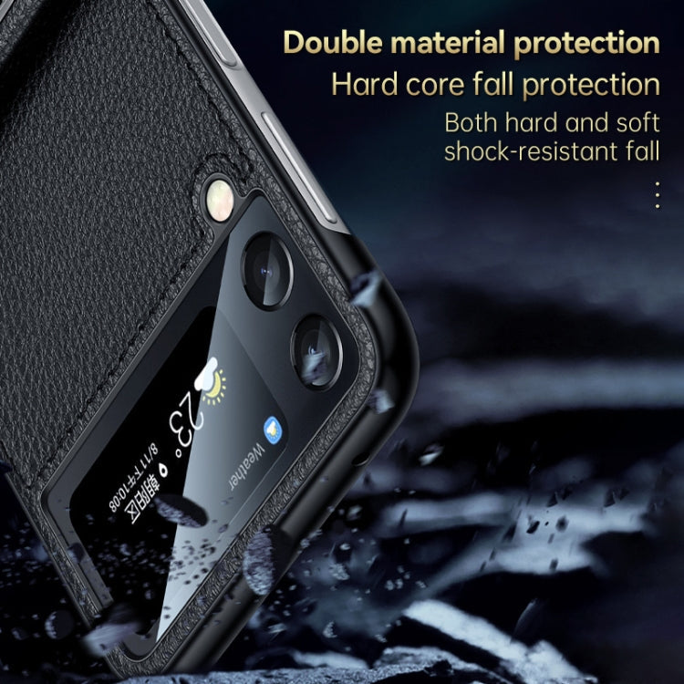 For Samsung Galaxy Z Flip3 5G SULADA Invisible Bracket Leather Back Cover Phone Case(Red)