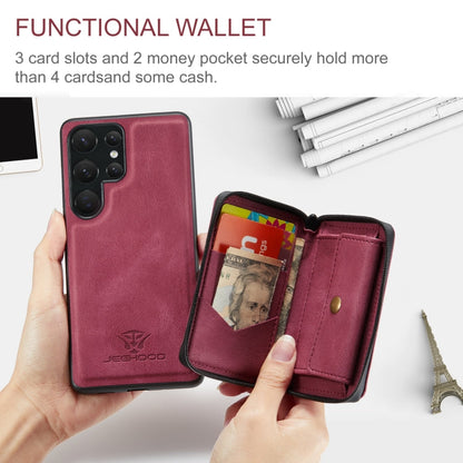 For Samsung Galaxy S24 Ultra 5G JEEHOOD Magnetic Zipper Horizontal Flip Leather Phone Case(Red)