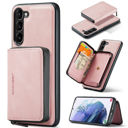 Pour Samsung Galaxy S24 5G Étui de téléphone en cuir à rabat horizontal avec fermeture éclair magnétique JEEHOOD (rose)