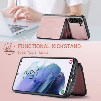 Pour Samsung Galaxy S24 5G Étui de téléphone en cuir à rabat horizontal avec fermeture éclair magnétique JEEHOOD (rose)