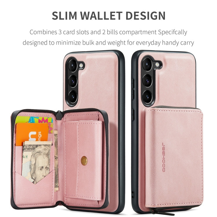 For Samsung Galaxy S24+ 5G JEEHOOD Magnetic Zipper Horizontal Flip Leather Phone Case(Pink)
