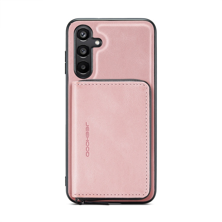 For Samsung Galaxy A15 5G JEEHOOD Magnetic Zipper Horizontal Flip Leather Phone Case(Pink)