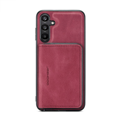 For Samsung Galaxy A15 5G JEEHOOD Magnetic Zipper Horizontal Flip Leather Phone Case(Red)