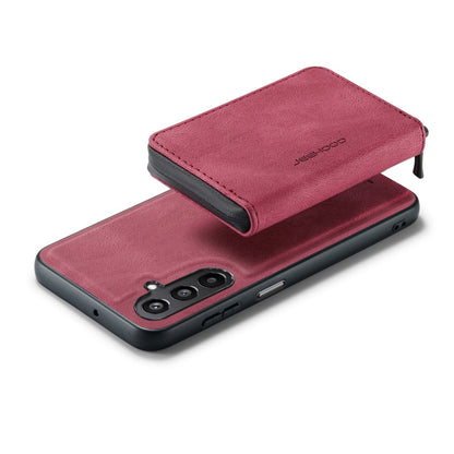 For Samsung Galaxy A15 5G JEEHOOD Magnetic Zipper Horizontal Flip Leather Phone Case(Red)