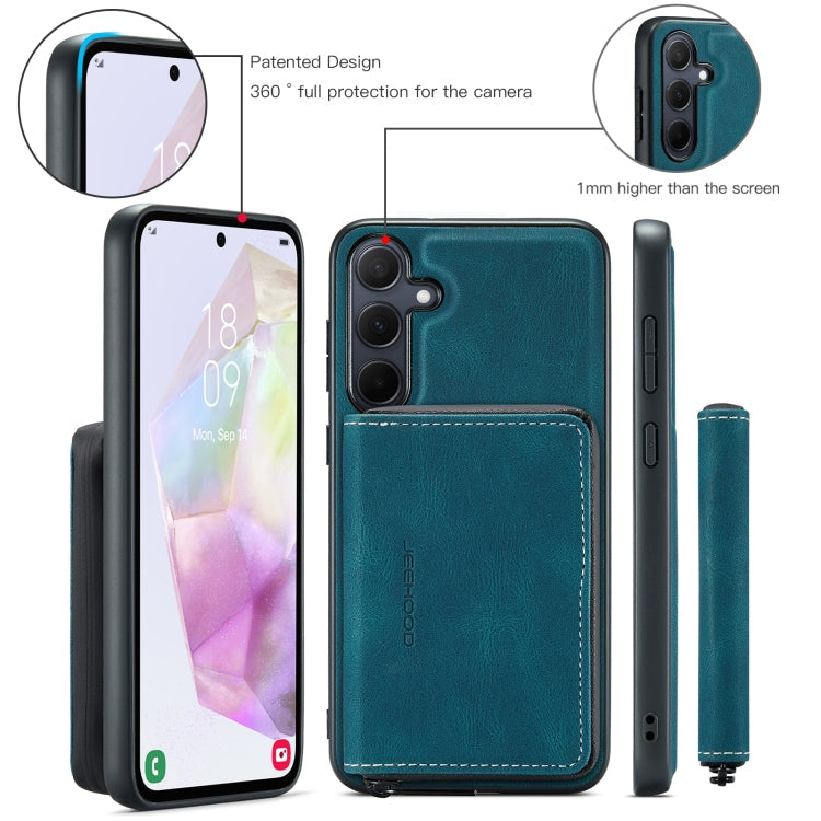 For Samsung Galaxy A35 5G JEEHOOD Magnetic Zipper Horizontal Flip Leather Phone Case(Blue)