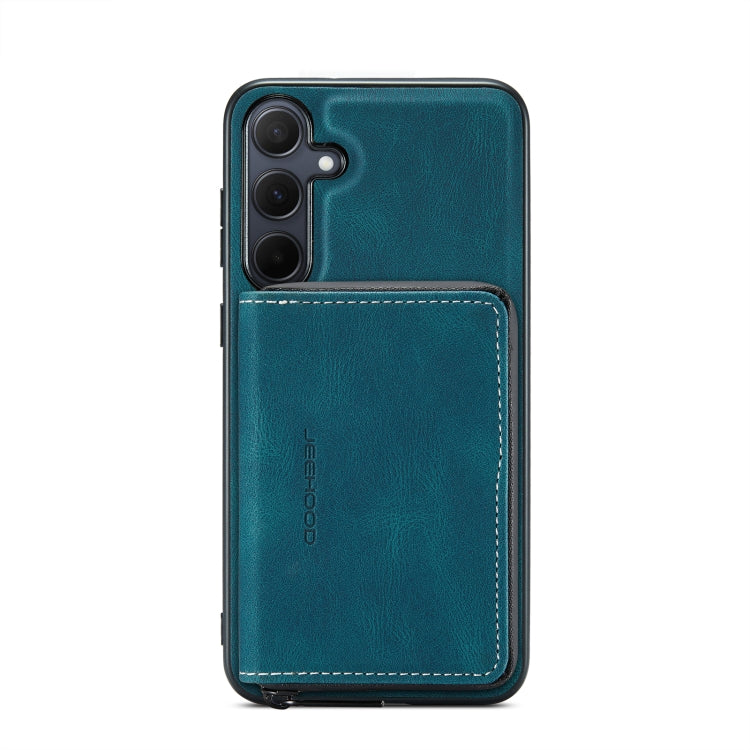 For Samsung Galaxy A35 5G JEEHOOD Magnetic Zipper Horizontal Flip Leather Phone Case(Blue)