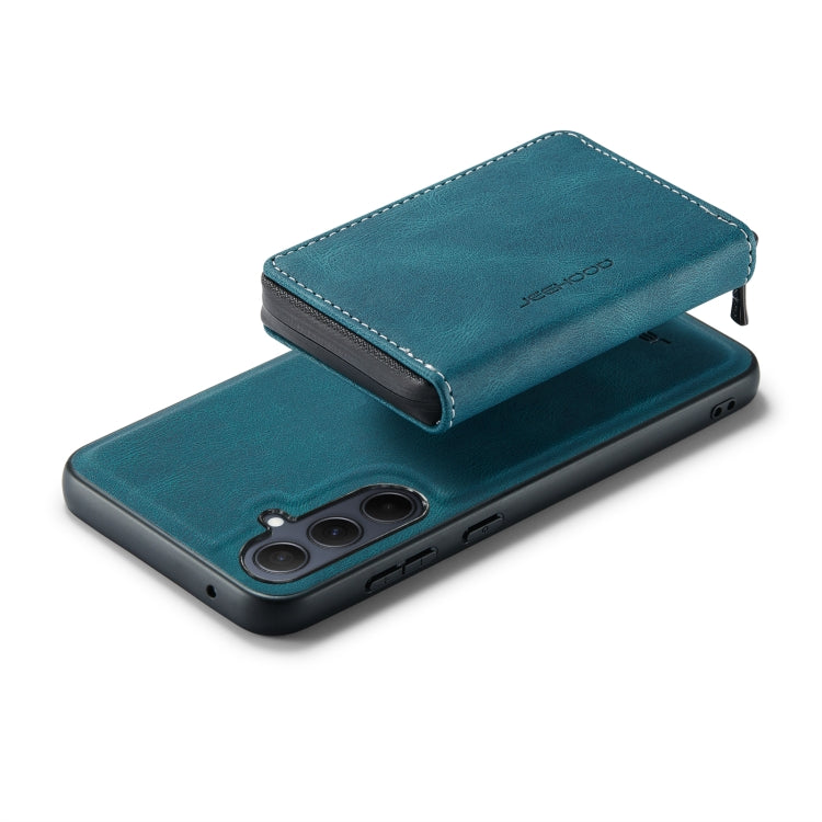 For Samsung Galaxy A35 5G JEEHOOD Magnetic Zipper Horizontal Flip Leather Phone Case(Blue)